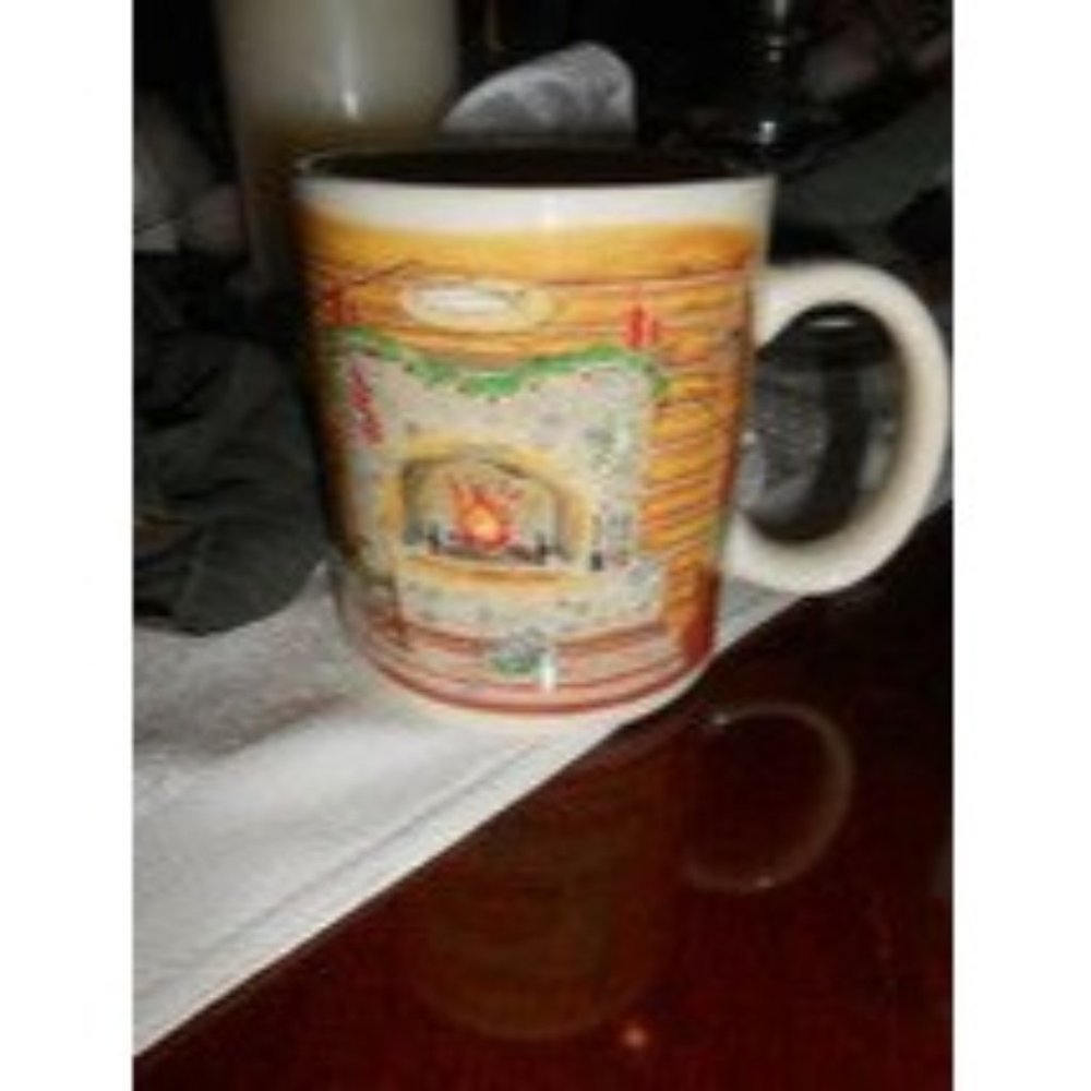 Otagiri Advantage Collection Old Fashion Christmas Tree Fireplace Scene Cup